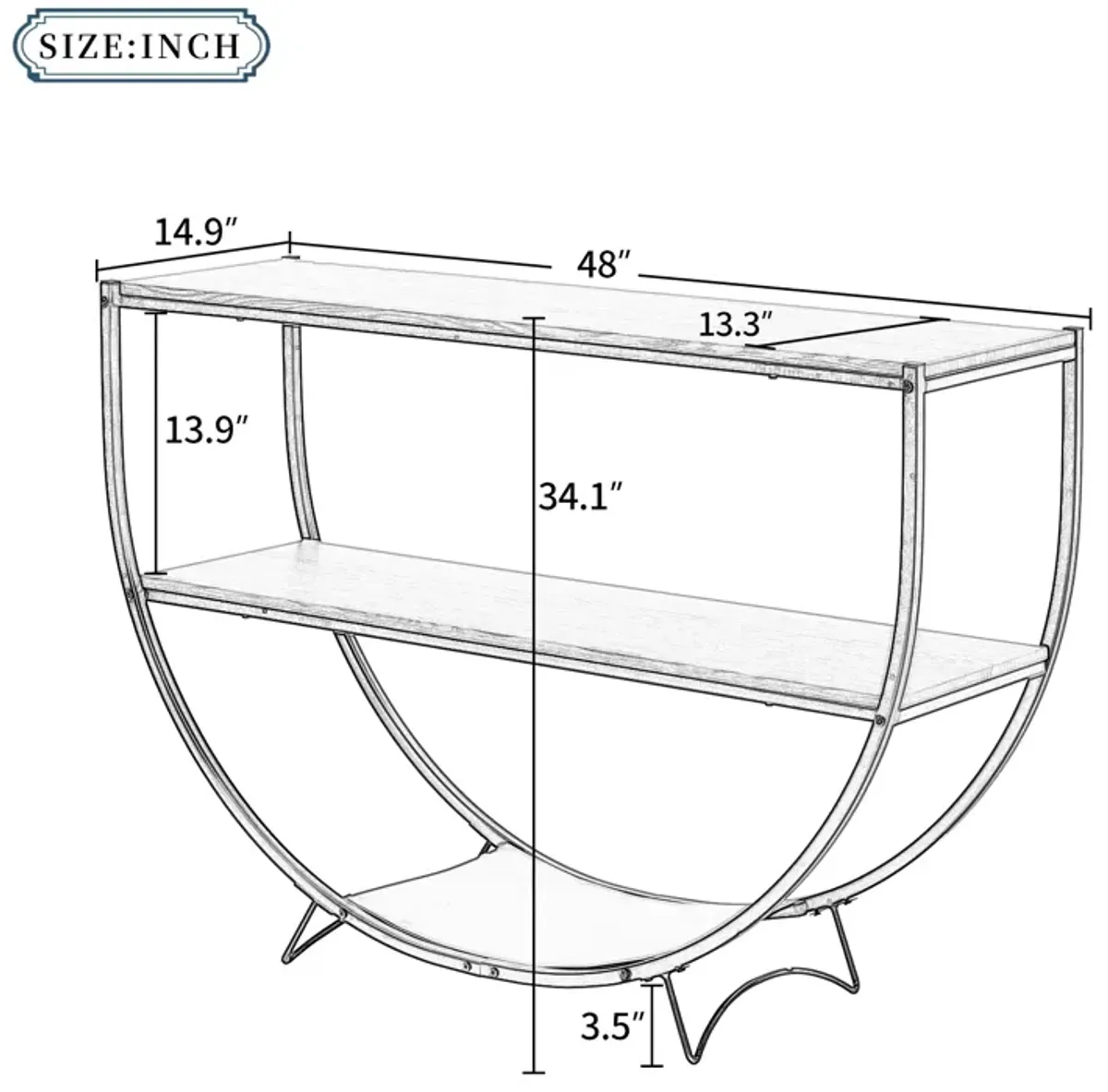 Merax Industrial Demilune Shape Console Table