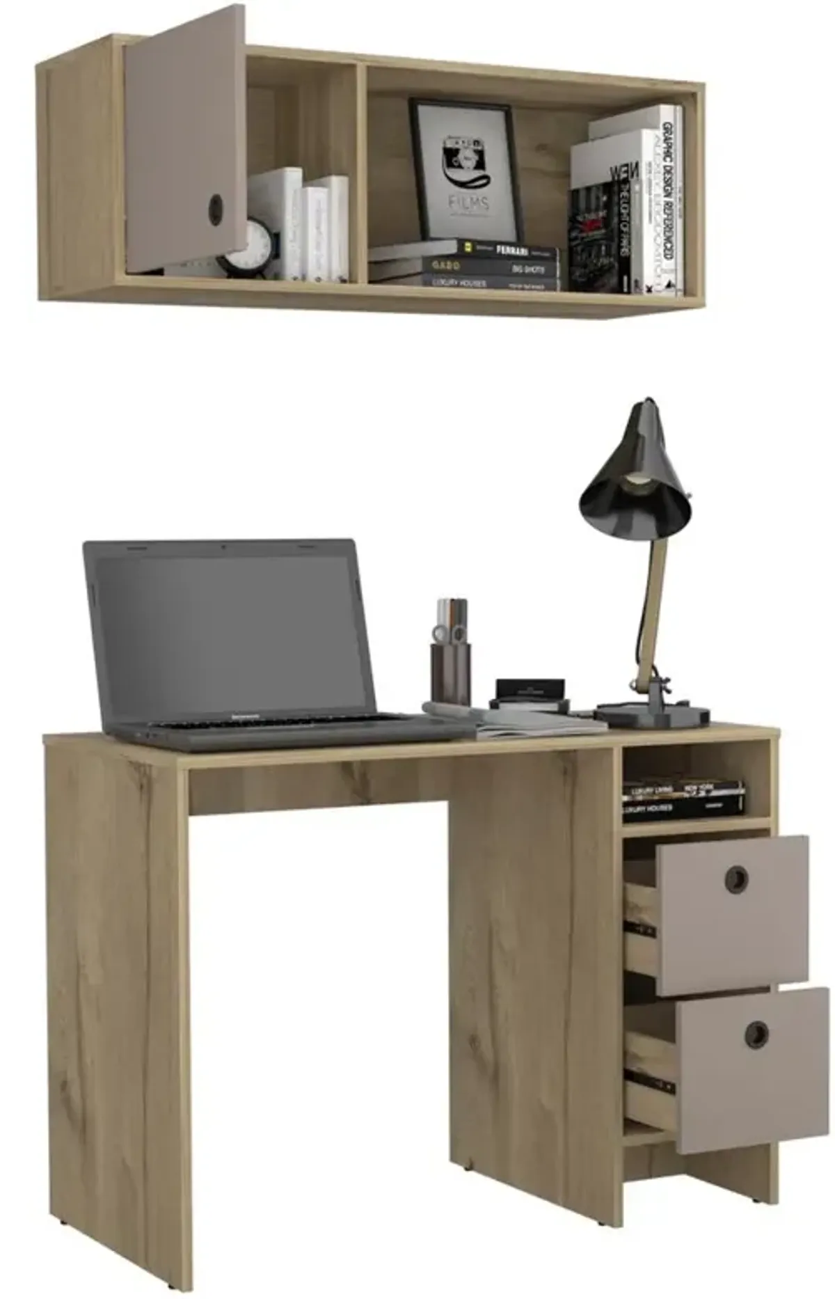 Aramis Office Set - Light Oak+Taupe