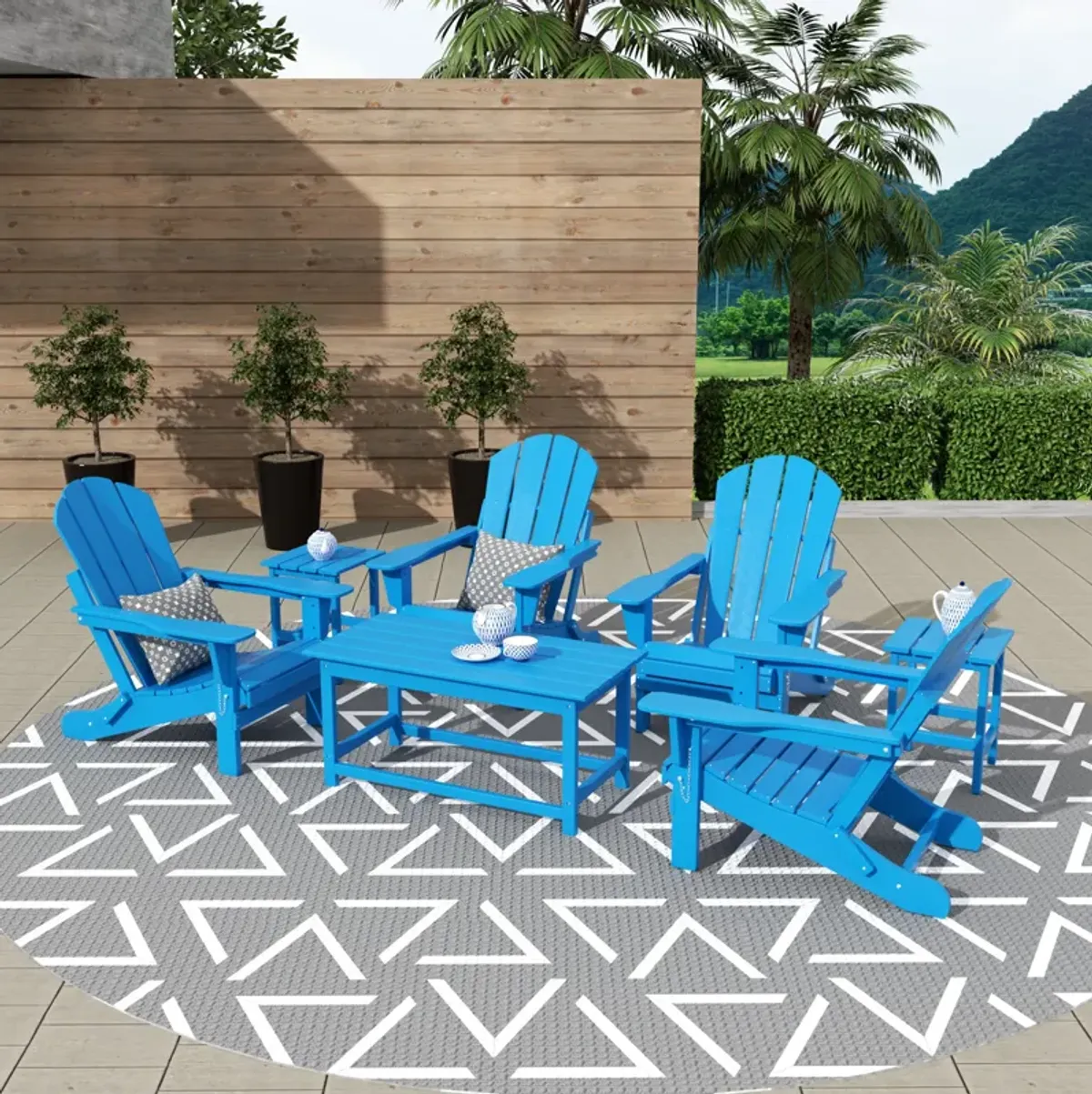 WestinTrends 7-Piece Outdoor Paio Adirondack Conversation Seating Set