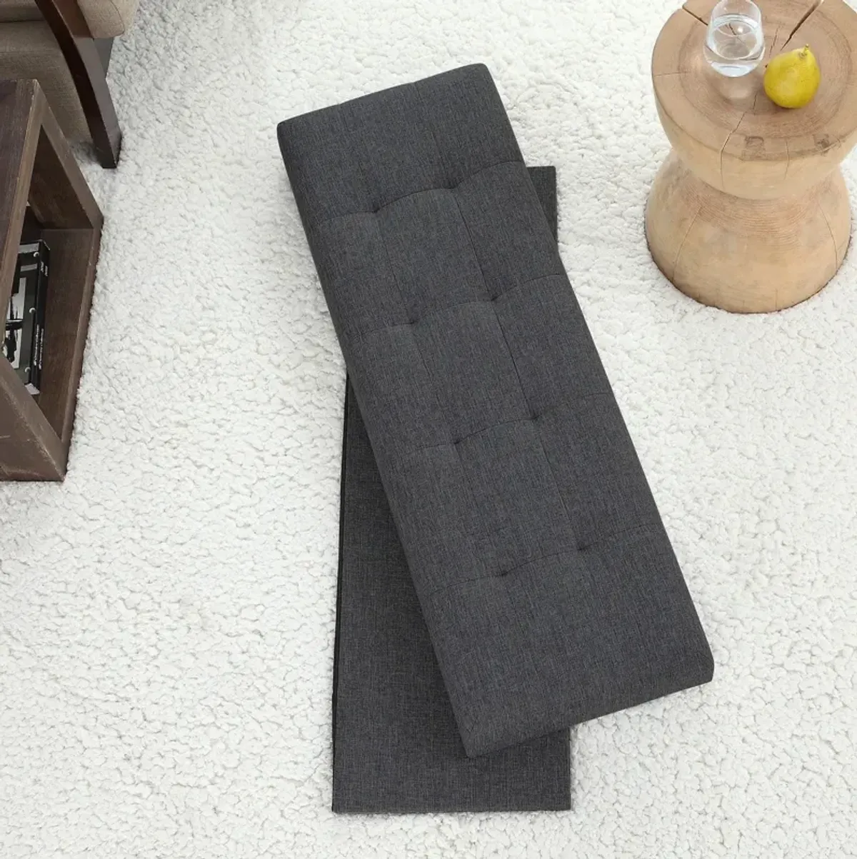 Foldable Tufted Storage Ottoman