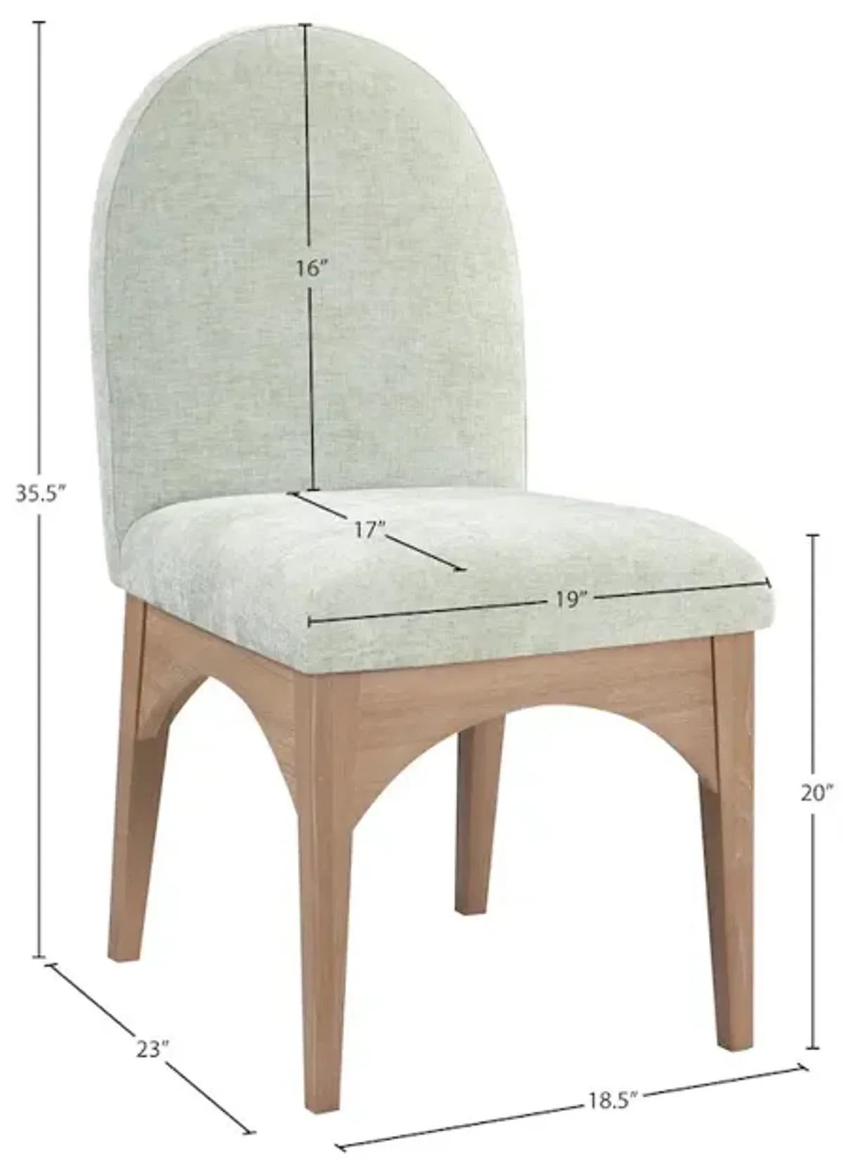 Meridian Furniture Waldorf Mint Chenille Fabric Dining Chair