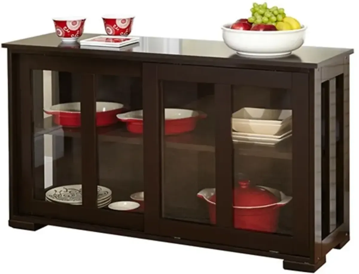 Kitchen Buffet Sideboard Cabinet – Elegant Storage with Glass Sliding Doors and Shelving