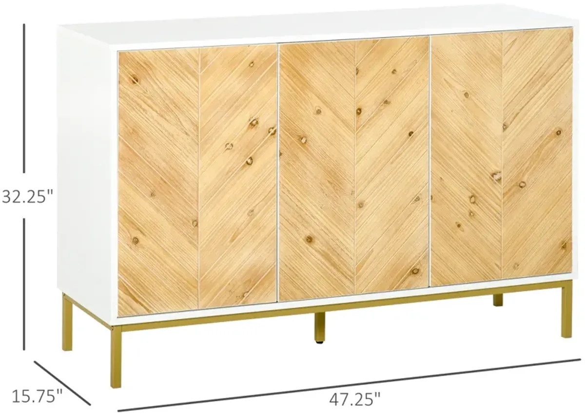 Natural Wood Storage: Accent Sideboard with Chevron Pattern Doors