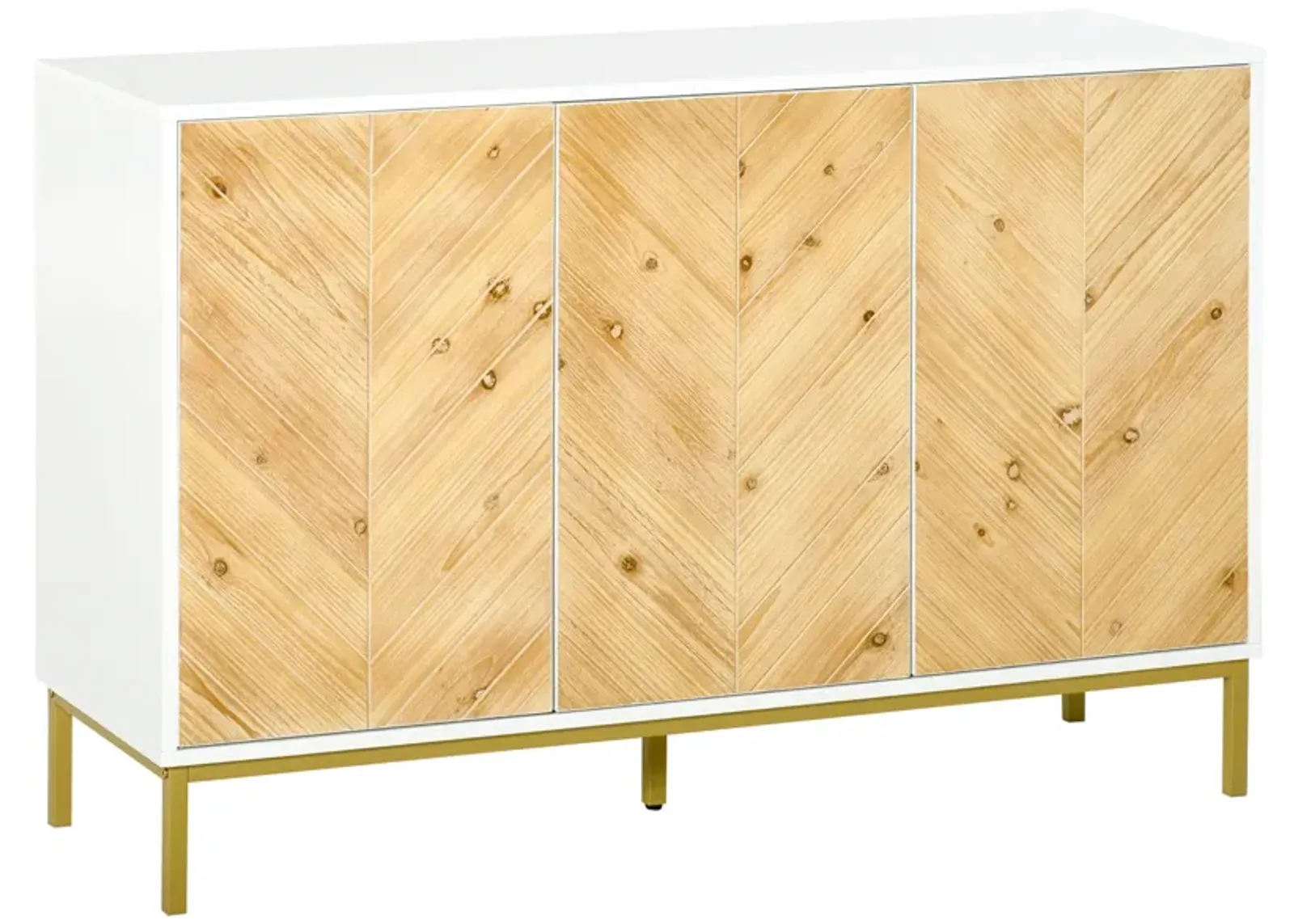 Natural Wood Storage: Accent Sideboard with Chevron Pattern Doors