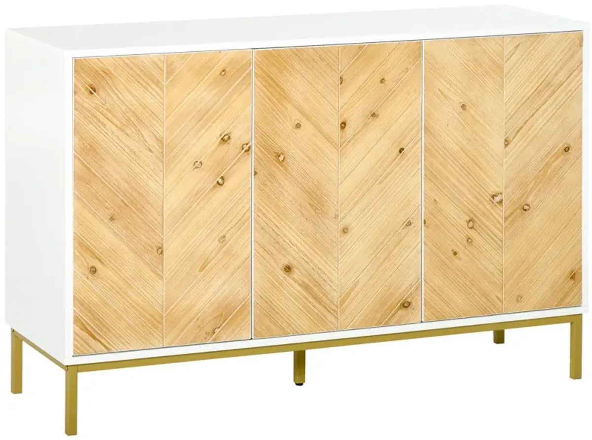 Natural Wood Storage: Accent Sideboard with Chevron Pattern Doors