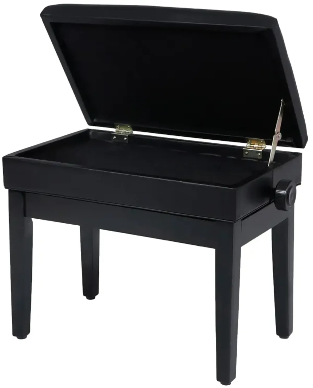 Adjustable Wooden Piano Bench Stool with Sheet Music Storage- Black