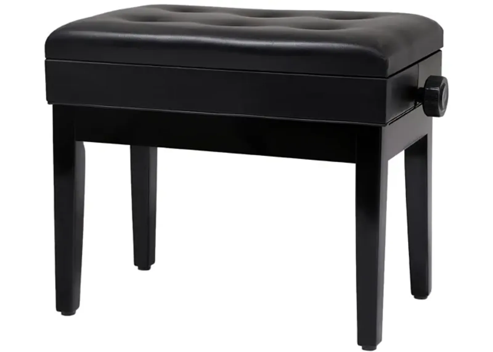 Adjustable Wooden Piano Bench Stool with Sheet Music Storage- Black