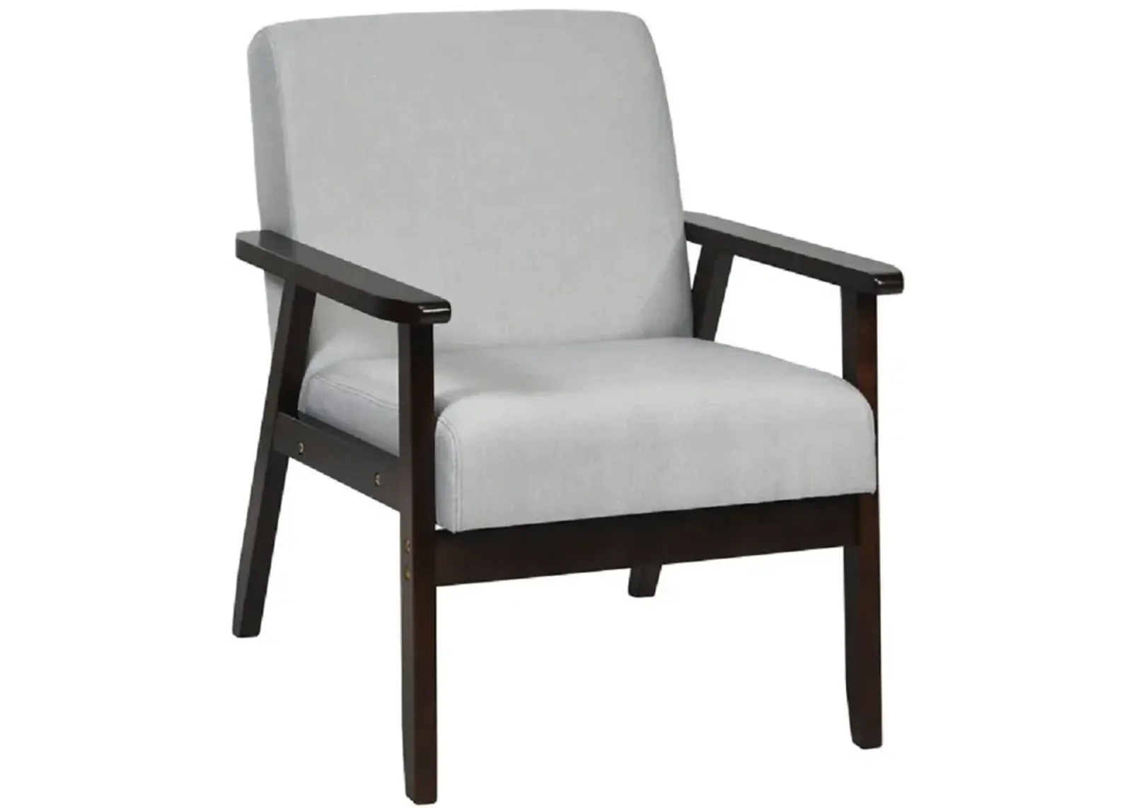 Solid Rubber Wood Fabric Accent Armchair