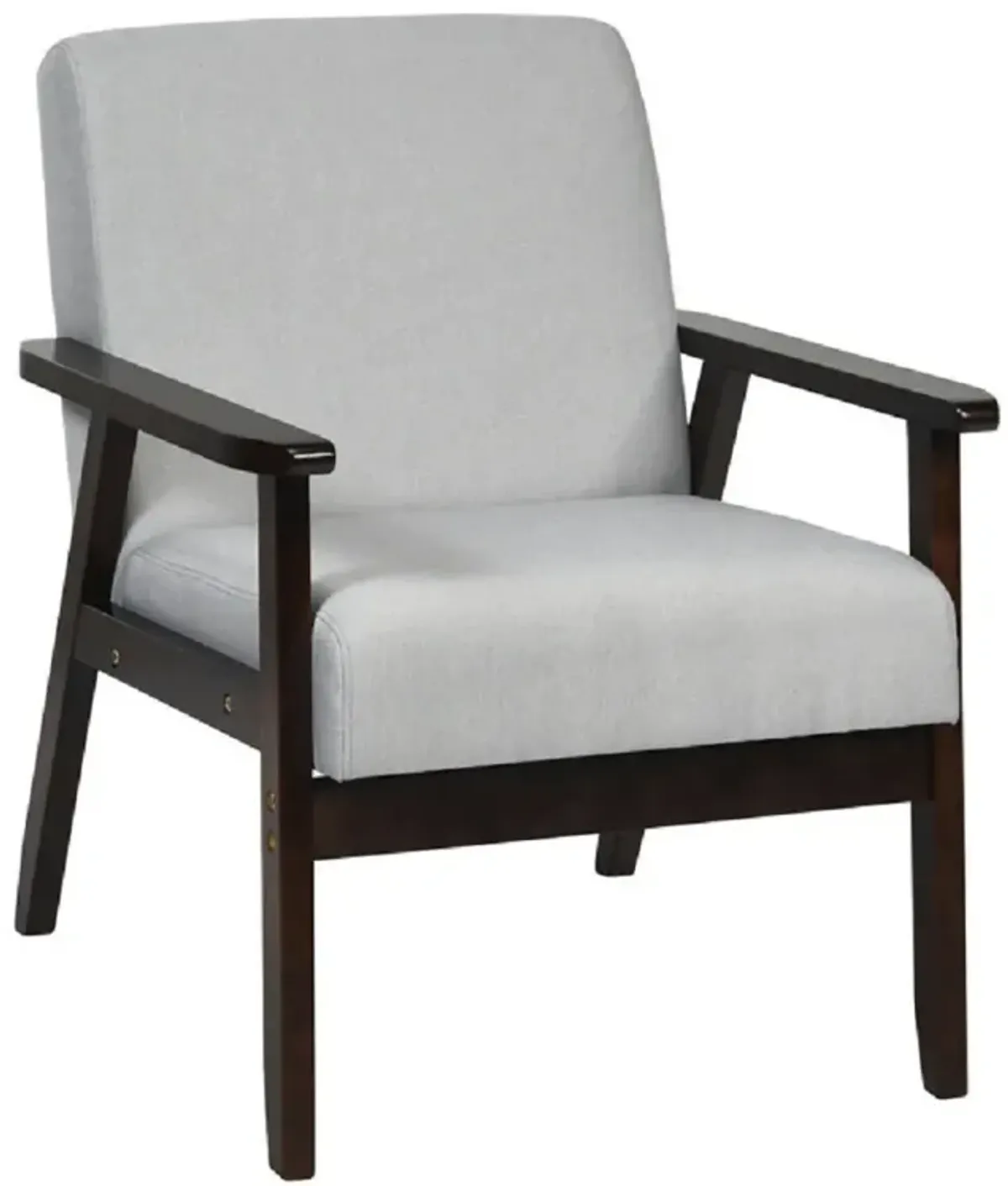 Solid Rubber Wood Fabric Accent Armchair