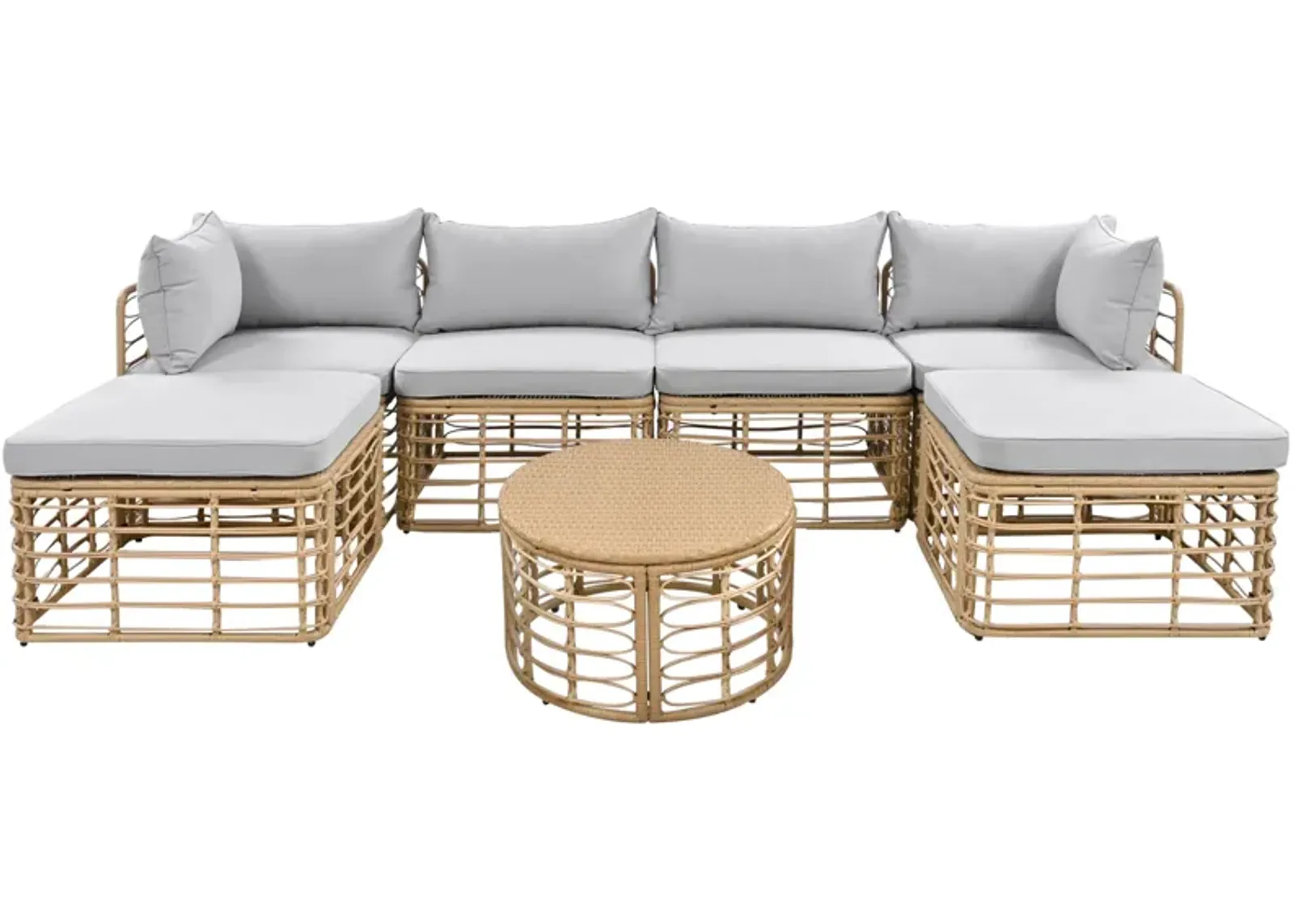 Merax 7 Pieces Outdoor Patio Furniture Sofa Set with Table