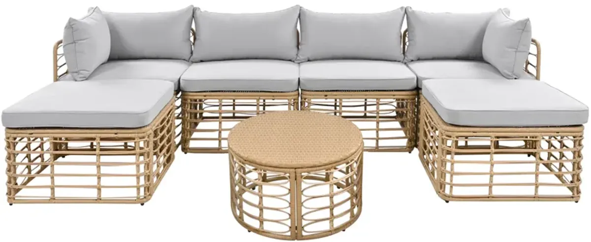 Merax 7 Pieces Outdoor Patio Furniture Sofa Set with Table