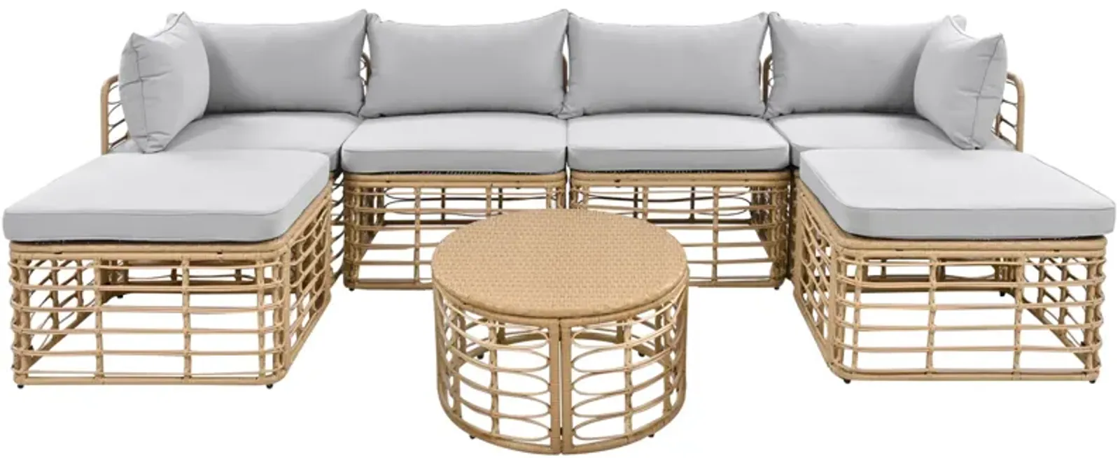 Merax 7 Pieces Outdoor Patio Furniture Sofa Set with Table