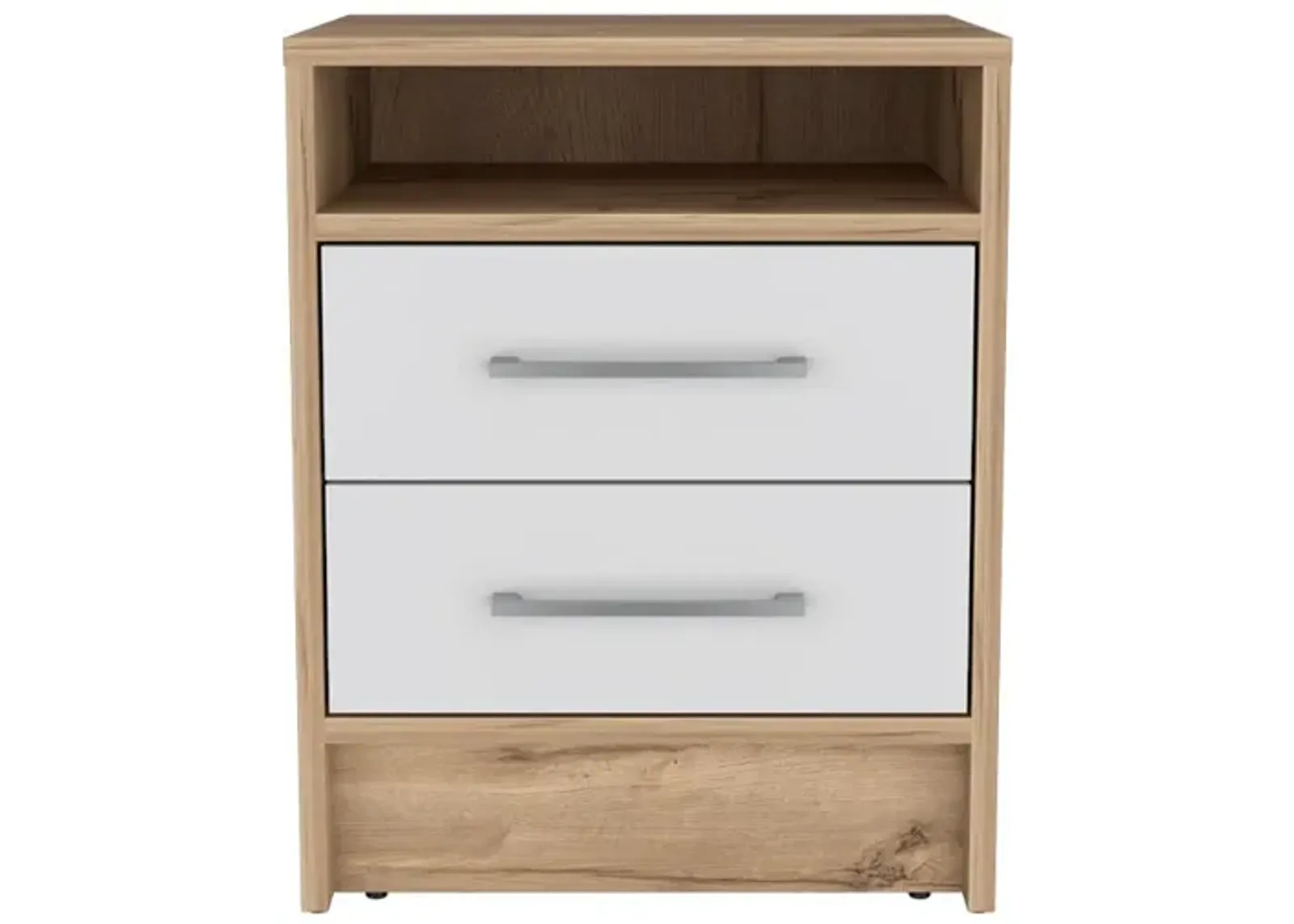 Nightstand Cartiz, Bedroom, White / Light Oak