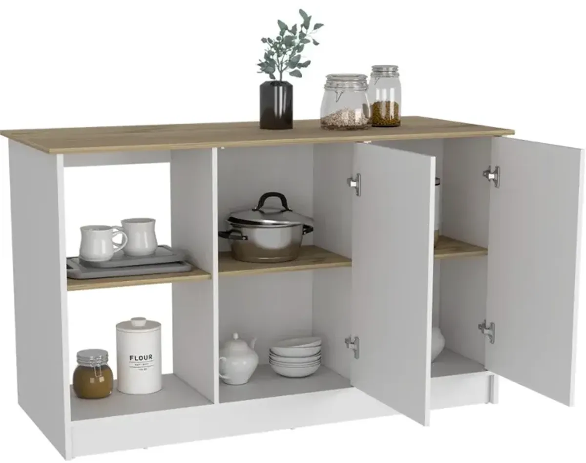 Kitchen Island Padua, Kitchen, White / Light Oak