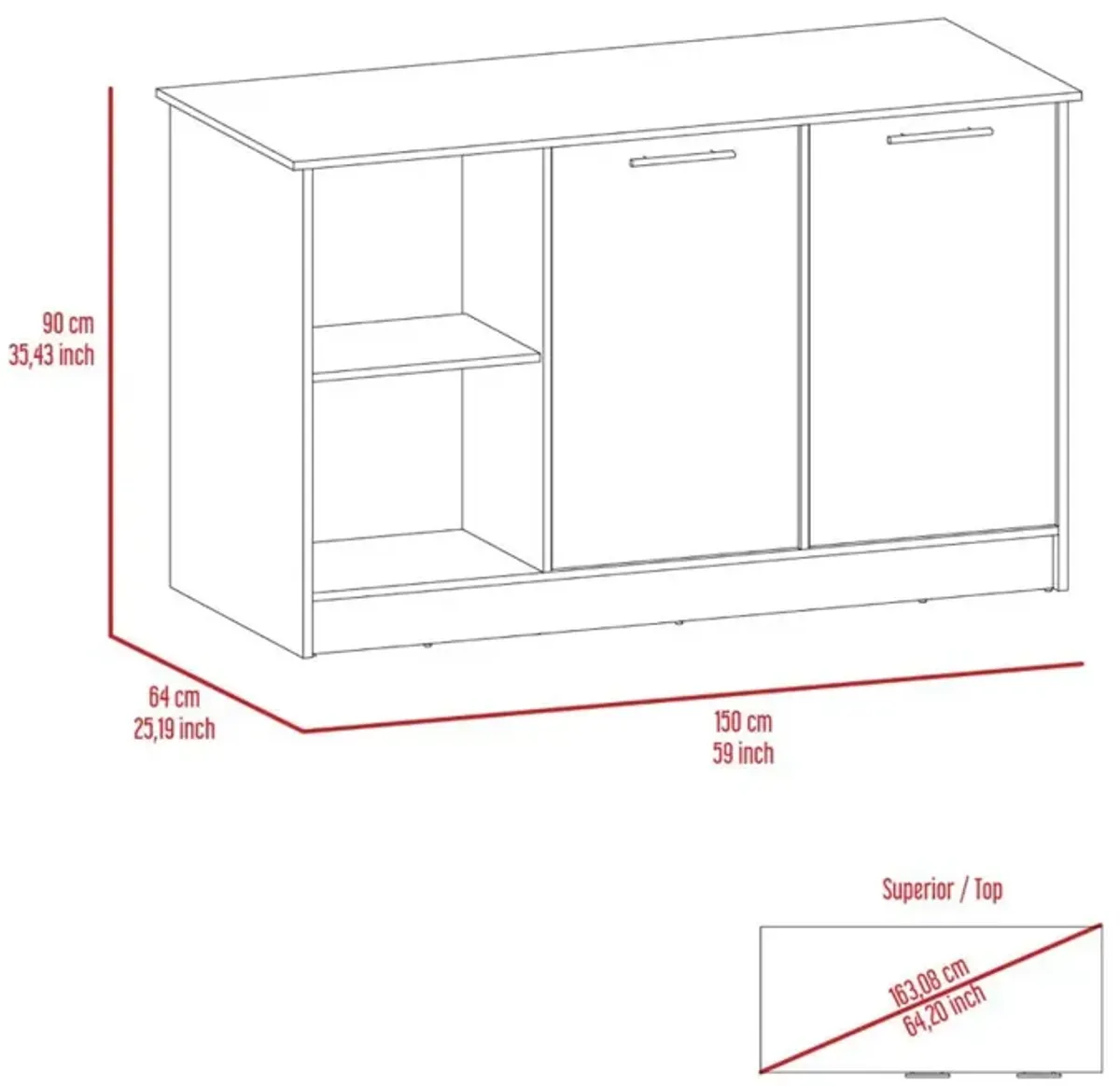 Kitchen Island Padua, Kitchen, White / Light Oak