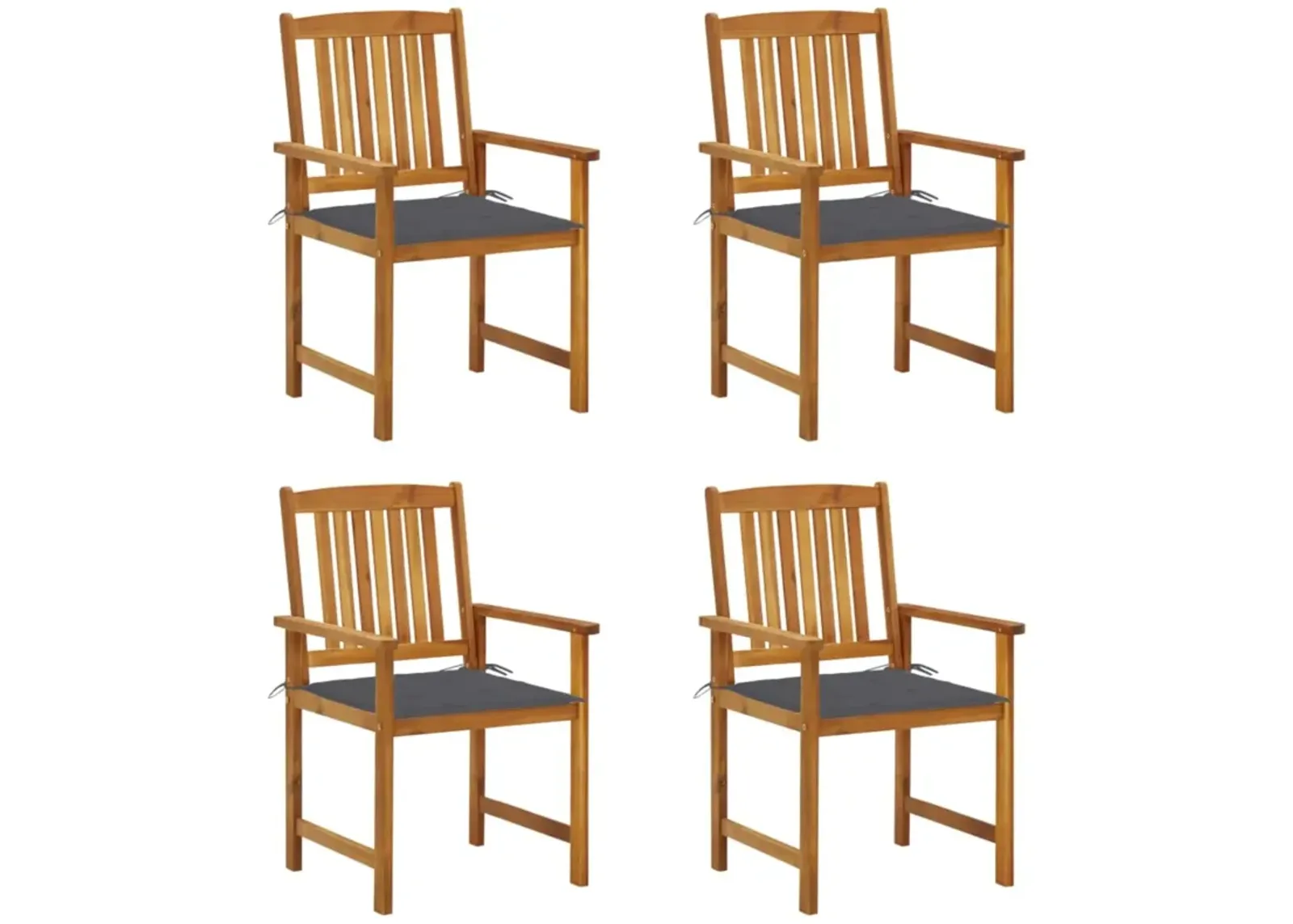 vidaXL Director's Chairs with Cushions 4 pcs Solid Acacia Wood