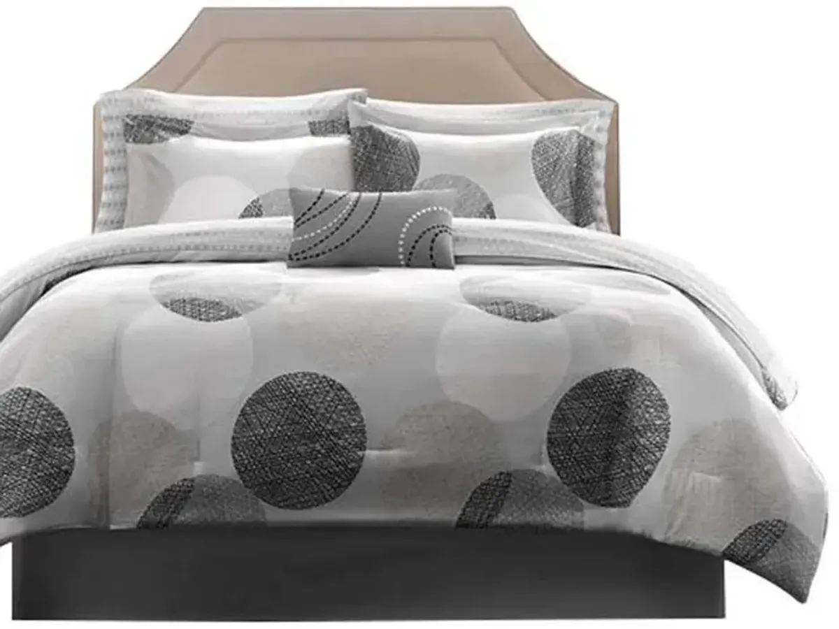 Gracie Mills Timothy 7-Piece Contemporary Geometric Comforter Set with Bed Sheets