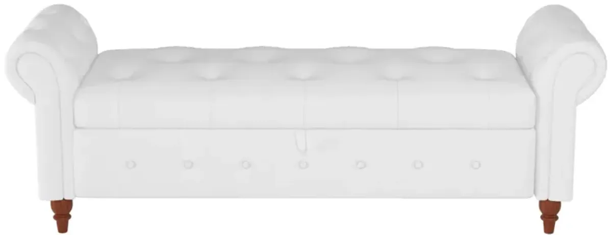 63" Bed Bench Cream White Fabric