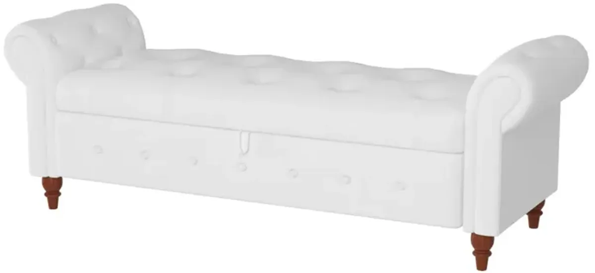 63" Bed Bench Cream White Fabric