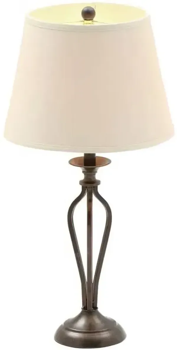 Traditional Table Lamp with Linen Shade – Classic Metal Finish