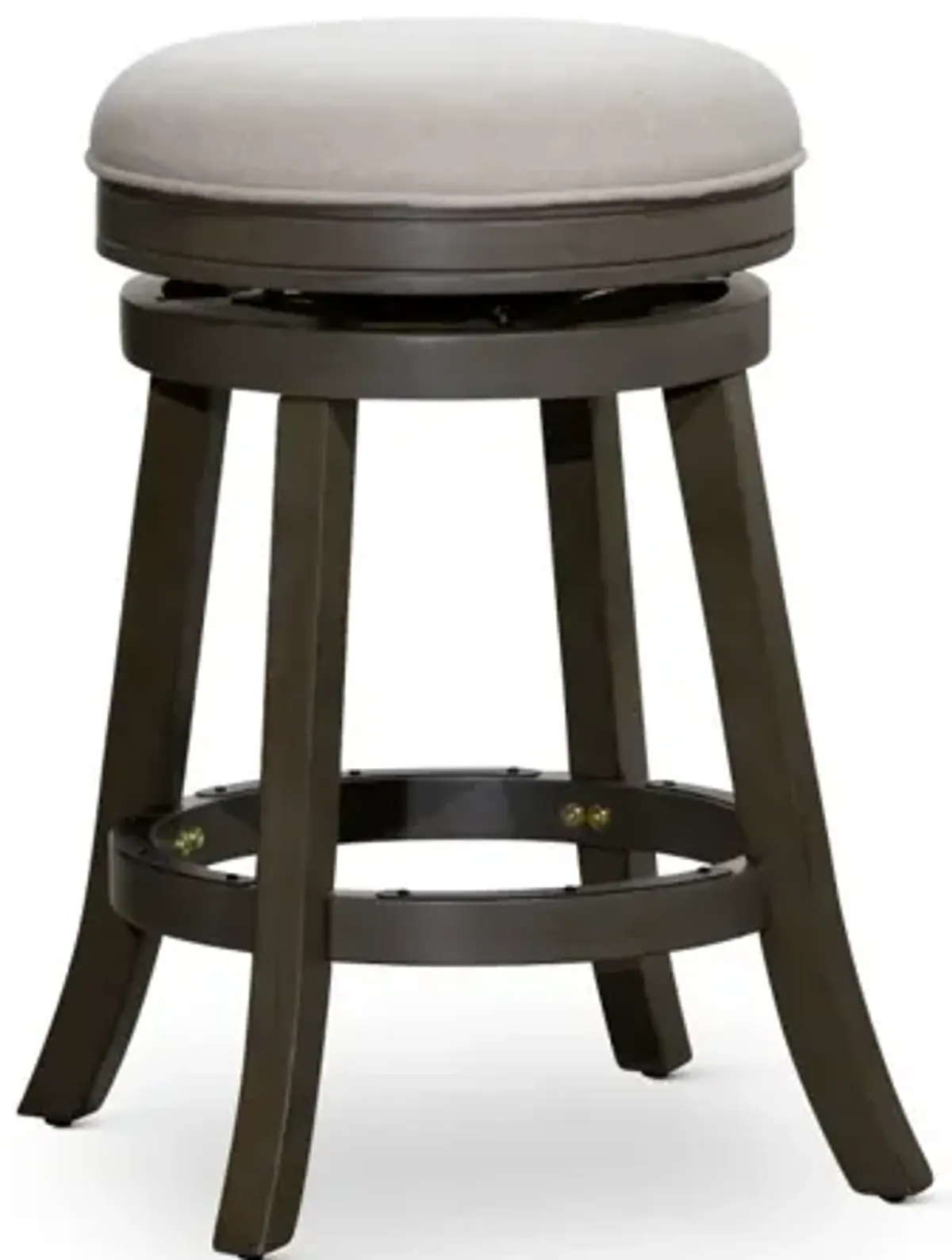 24" Counter Stool, Weathered Gray Finish, Charcoal Fabric Seat