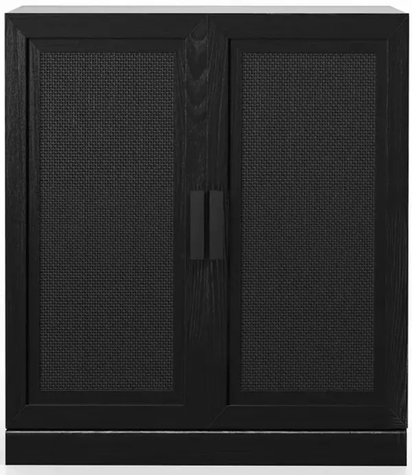 Wood Accent Cabinet in Black, Storage Organizer with Adjustable Shelves