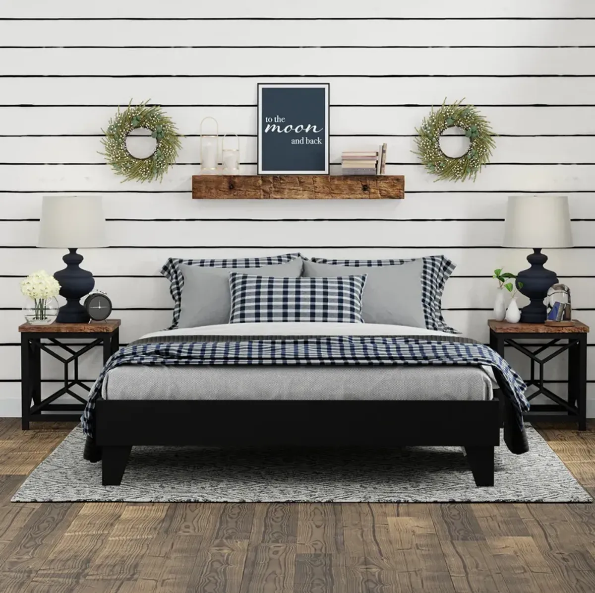 eLuxury Wooden Platform Bed Frame