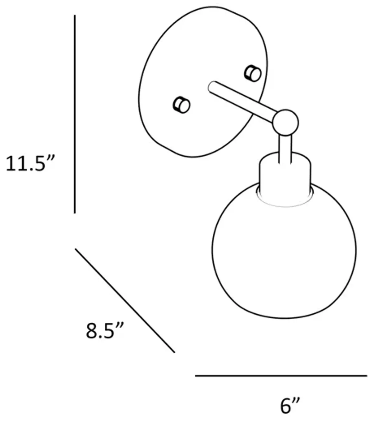 Hannes 1-Light Steel Ball Shade Vanity Sconce