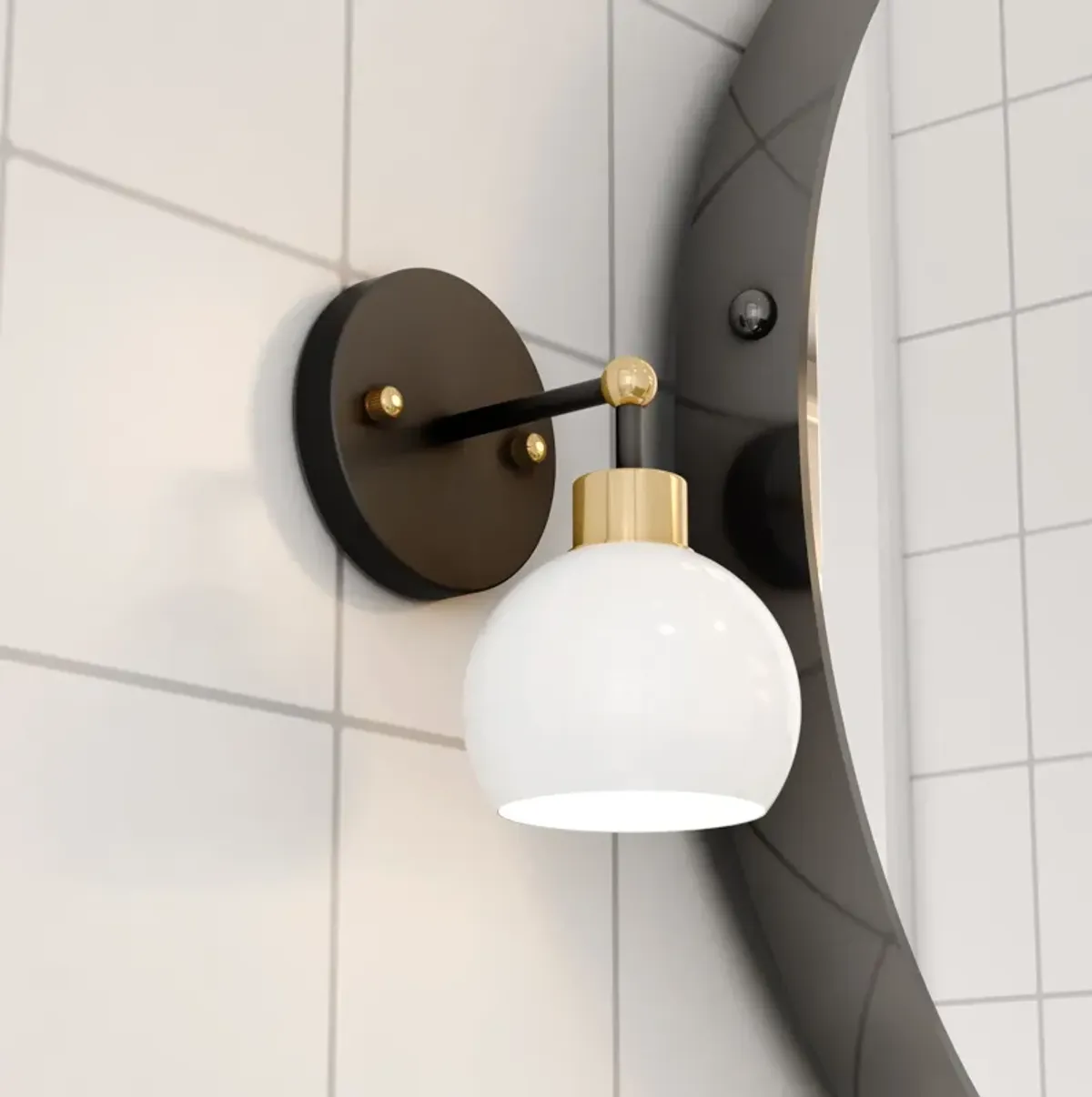 Hannes 1-Light Steel Ball Shade Vanity Sconce