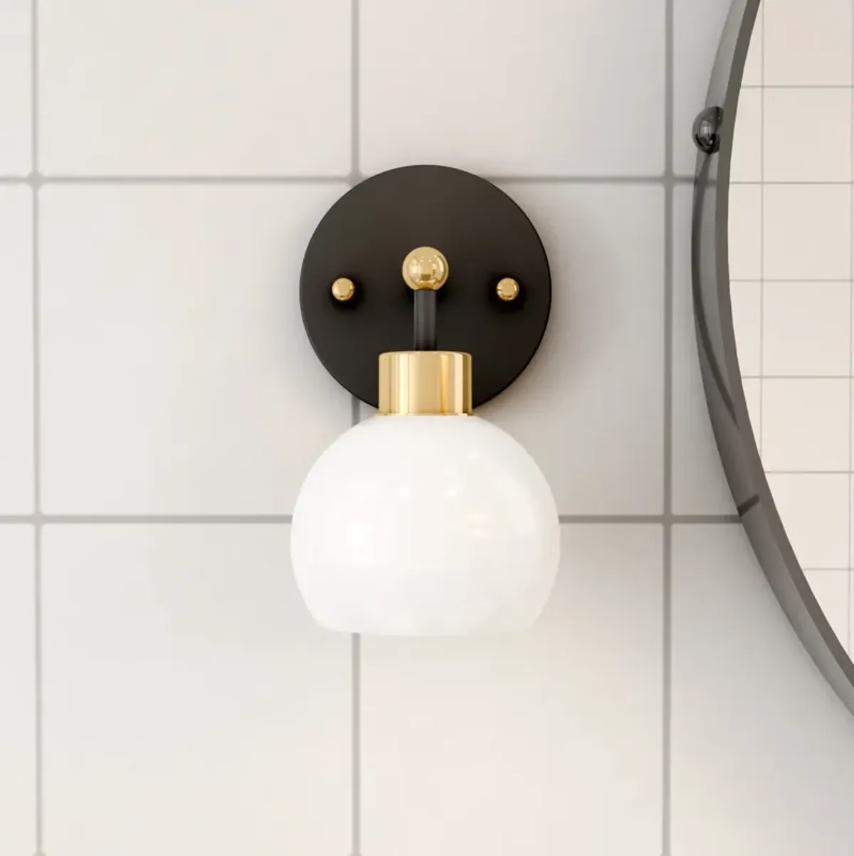 Hannes 1-Light Steel Ball Shade Vanity Sconce