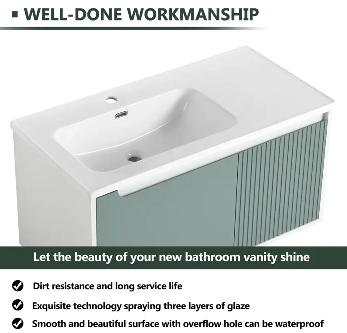 Gewnee 40 '' Wall-Mounted Bathroom Vanity with Ceramic Sink