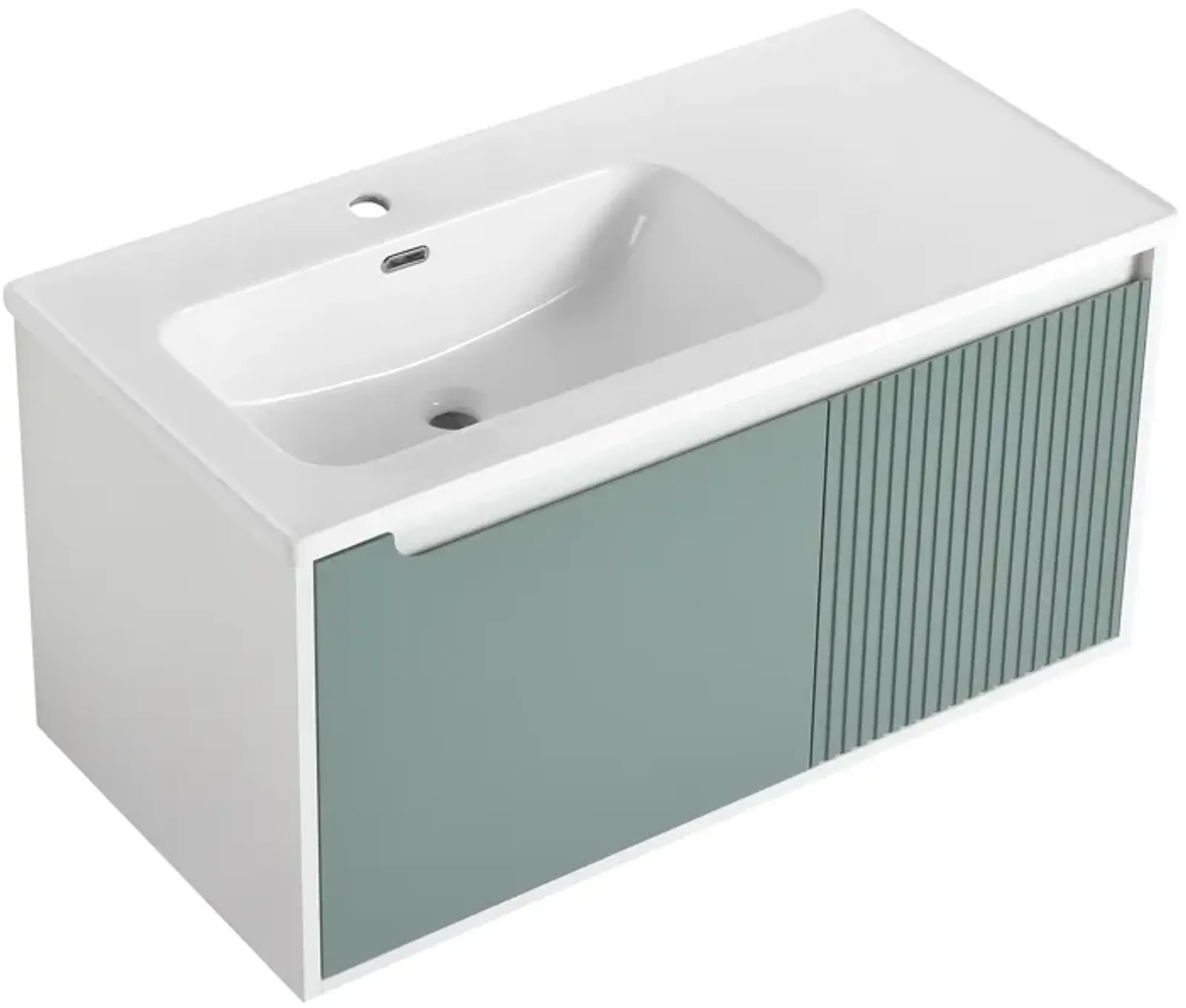 Gewnee 40 '' Wall-Mounted Bathroom Vanity with Ceramic Sink