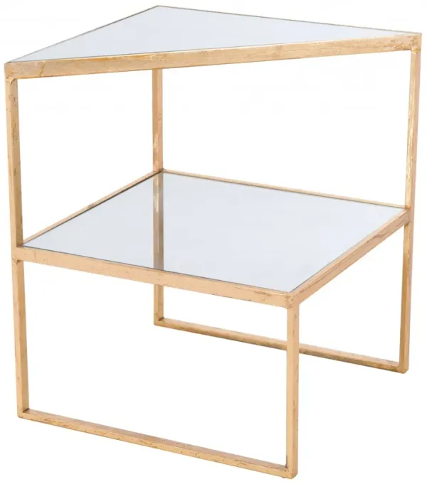 Hivvago 22" Gold And Clear Glass Rectangular End Table