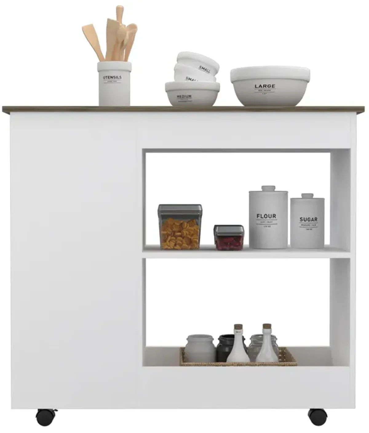 Kitchen Cart Kamizaze, Kitchen, White / Dark Brown