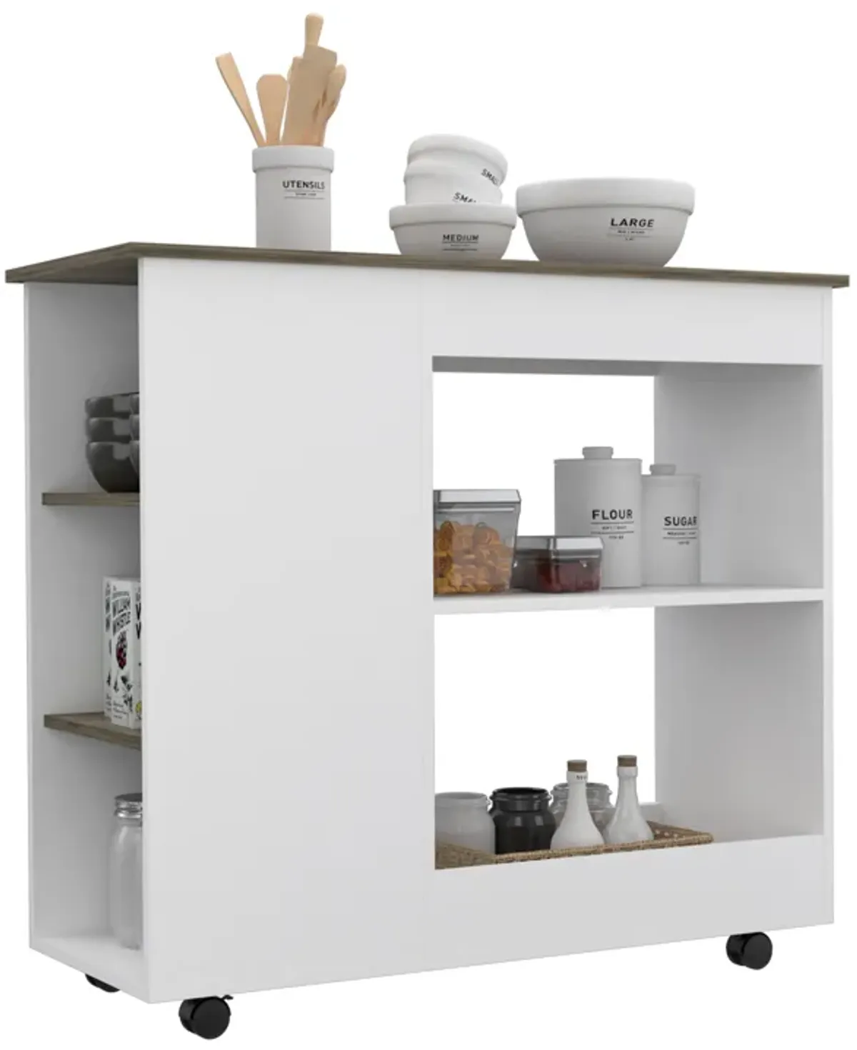 Kitchen Cart Kamizaze, Kitchen, White / Dark Brown