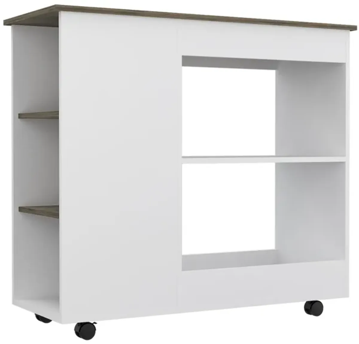 Kitchen Cart Kamizaze, Kitchen, White / Dark Brown