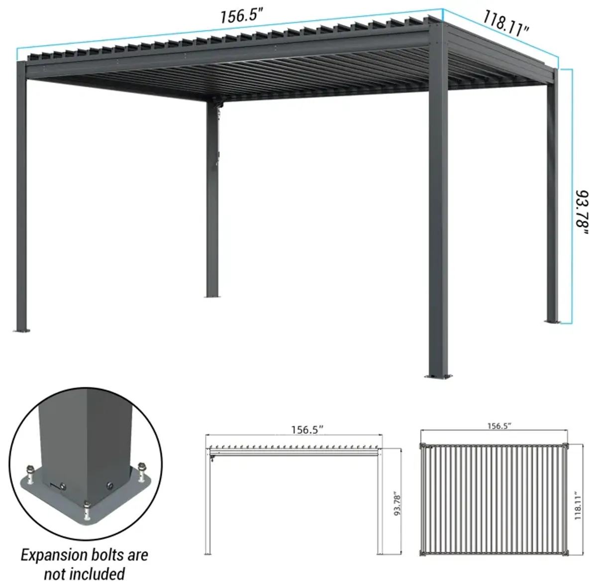 MONDAWE 10X13FT Outdoor Louvered Aluminum Pergola with Adjustable Roof and Efficient Drainage System for Patio, Deck, Garden