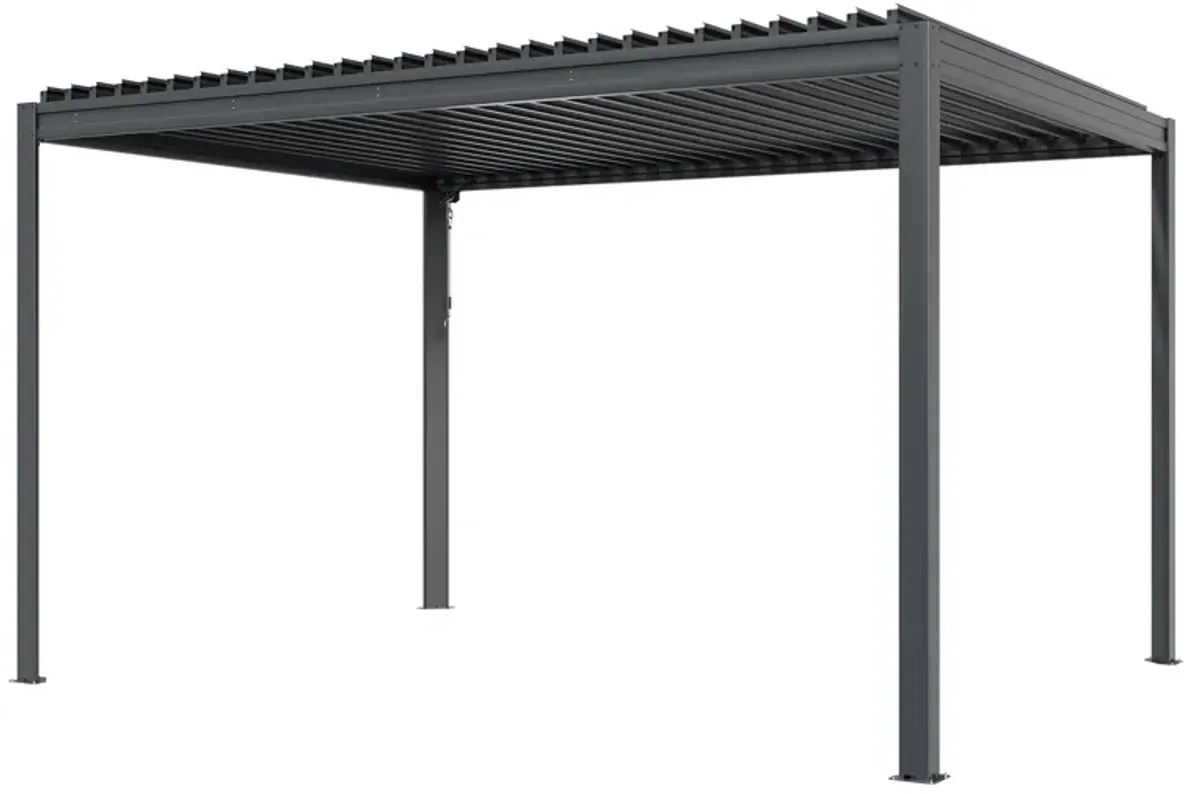 MONDAWE 10X13FT Outdoor Louvered Aluminum Pergola with Adjustable Roof and Efficient Drainage System for Patio, Deck, Garden