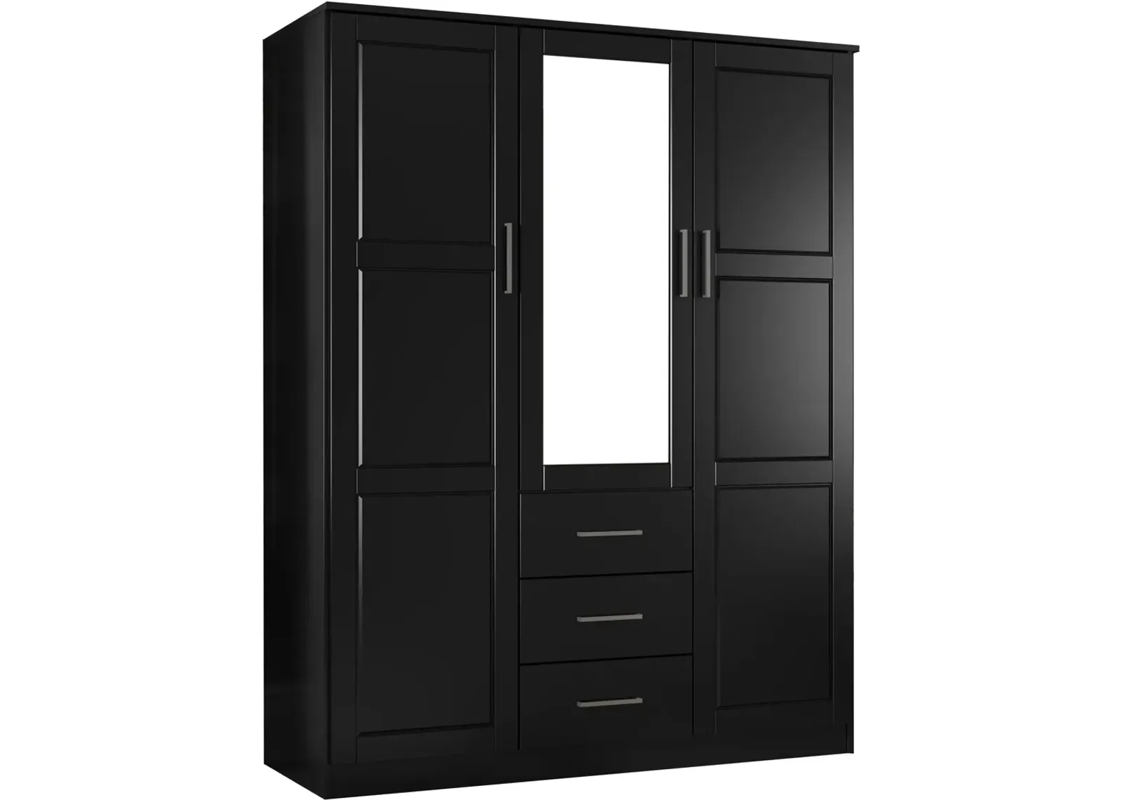 100% Solid Wood Cosmo 3-Door Wardrobe with Mirrored Door