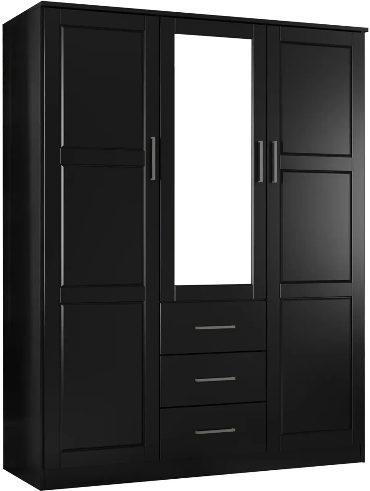 100% Solid Wood Cosmo 3-Door Wardrobe with Mirrored Door