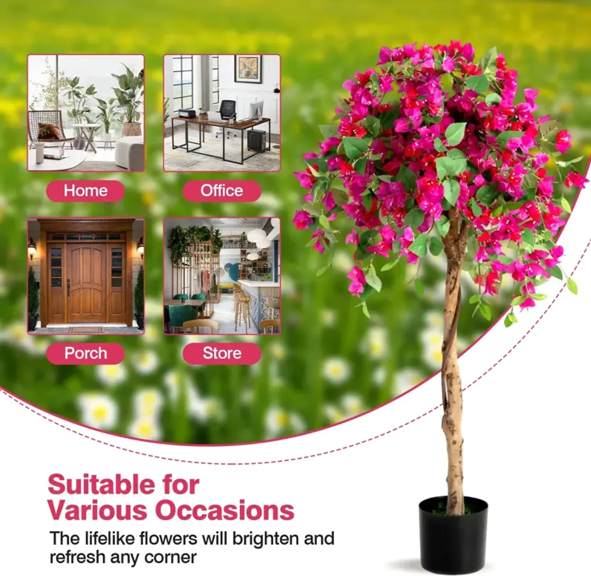 4.5 Feet Artificial Azalea Tree with Cement Pot