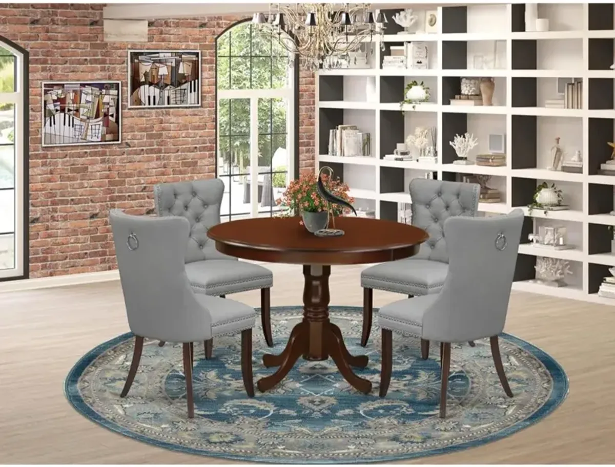 5 Piece Kitchen Table Set Consists of a Round Dining Table with Pedestal