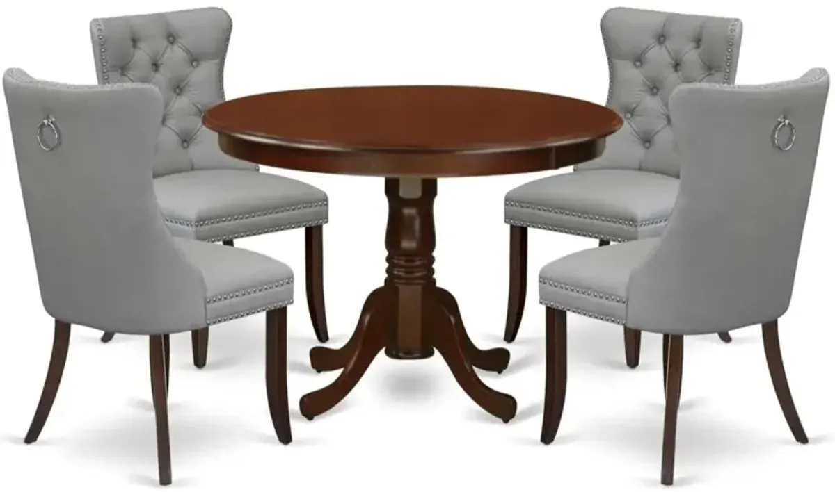 5 Piece Kitchen Table Set Consists of a Round Dining Table with Pedestal