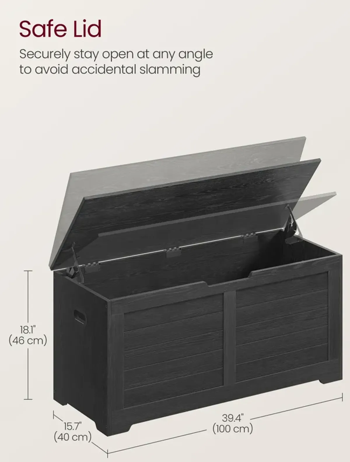 Storage Chest with 2 Safety Hinges