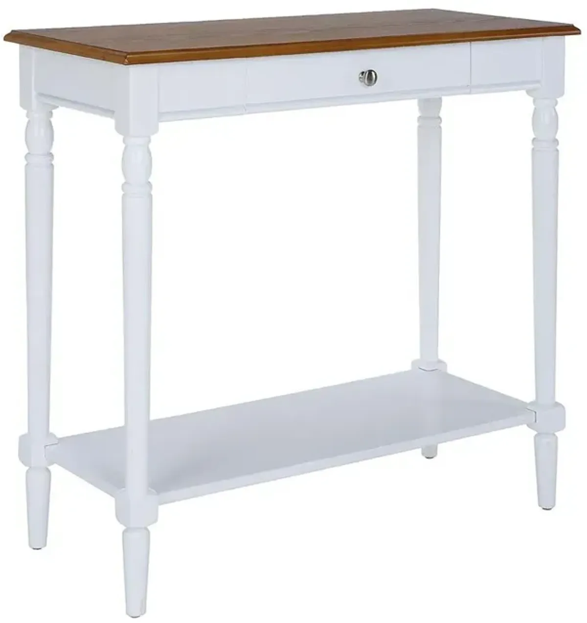 Convenience Concepts French Country 1 Drawer Hall Table with Shelf, Dark Walnut/White Finish