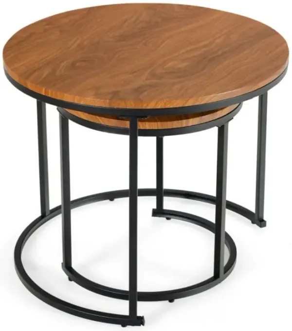 Set of 2 Modern Round Stacking Nesting Coffee Tables for Living Room