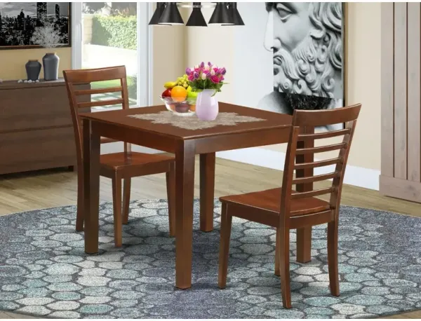 3 PcKitchen Table set with a Dining Table and 2 Dining Chairs in Mahogany