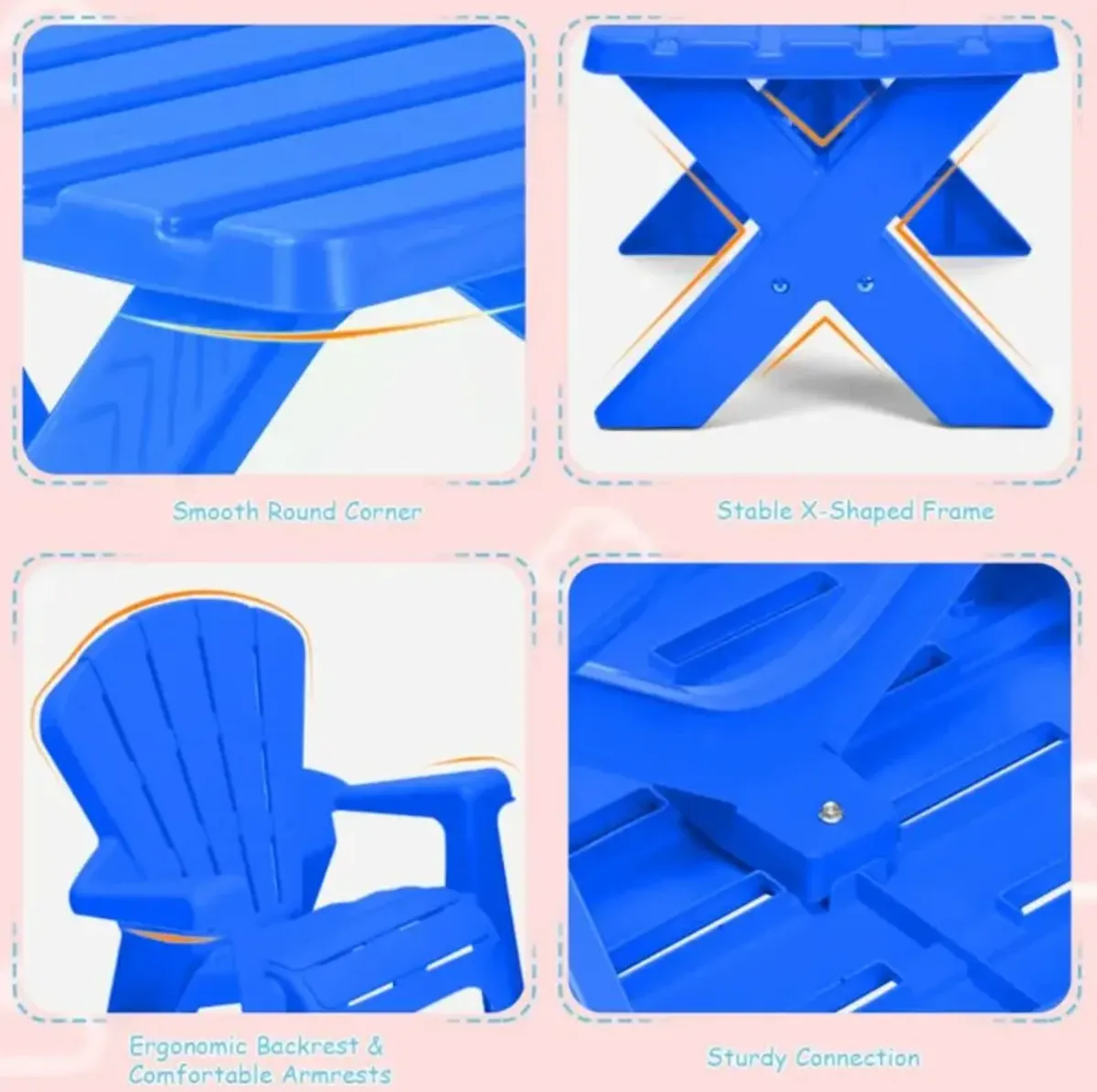 Hivvago 3-Piece Plastic Children Play Table Chair Set