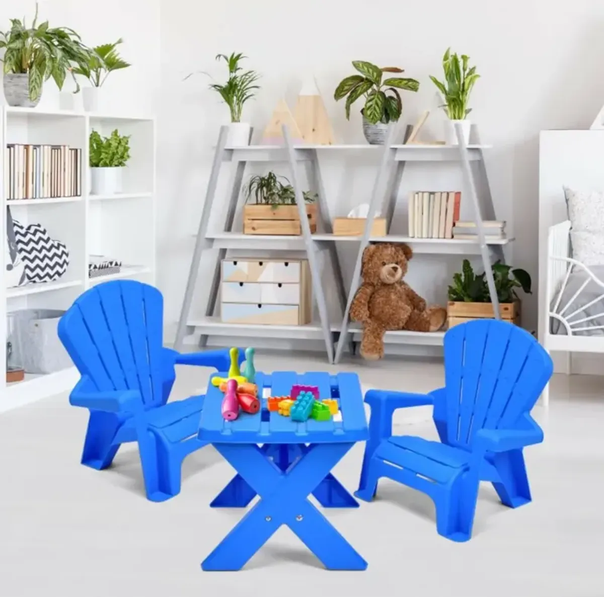 Hivvago 3-Piece Plastic Children Play Table Chair Set