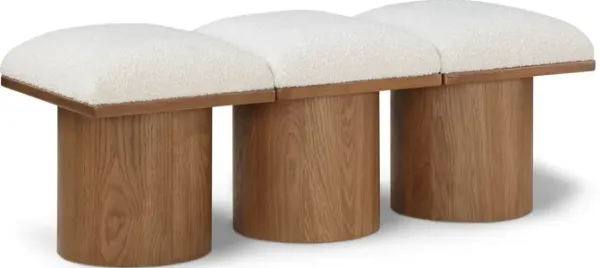 Meridian Furniture Pavilion Cream Boucle Fabric Bench
